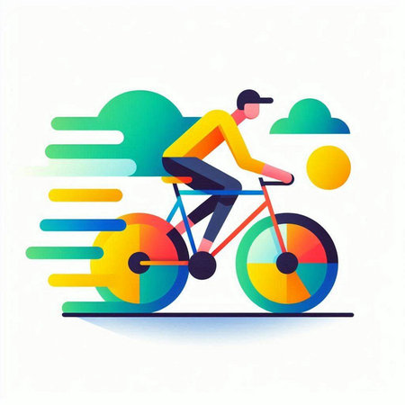 Cyclist riding bicycle, vector illustration. Flat design style.