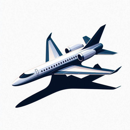 Illustration of a jet plane on a white background. Vector illustration.