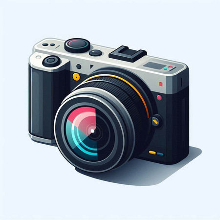 Digital camera on a white background. Vector illustration. Eps 10.