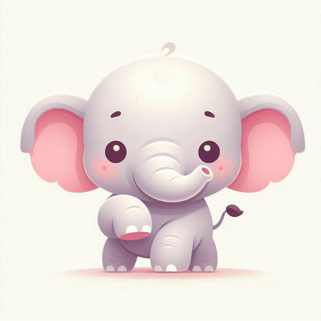 Cute cartoon baby elephant on a white background. Vector illustration.のイラスト素材