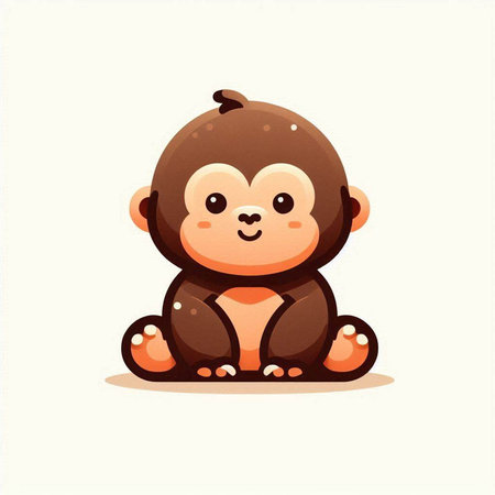 Cute cartoon monkey isolated on a white background. Vector illustration.