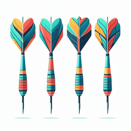 Darts isolated on white background. Colorful vector illustration in flat style.