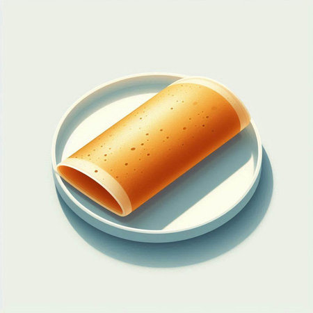 Illustration of a pancake roll in a plate on a white backgroundのイラスト素材