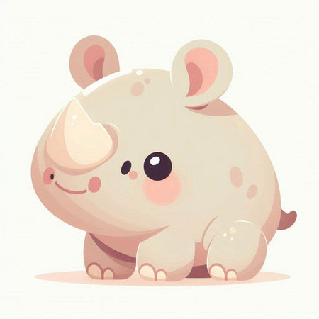 Cute baby rhinoceros on white background. Vector illustration.のイラスト素材