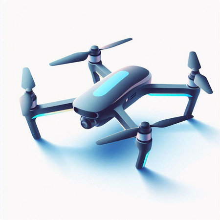 Drone with digital camera on a white background. 3d rendering