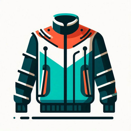 Jacket for winter sports on a white background. Vector illustration.