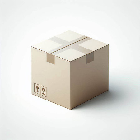 Cardboard box on a white background. 3D illustration. Isolated.