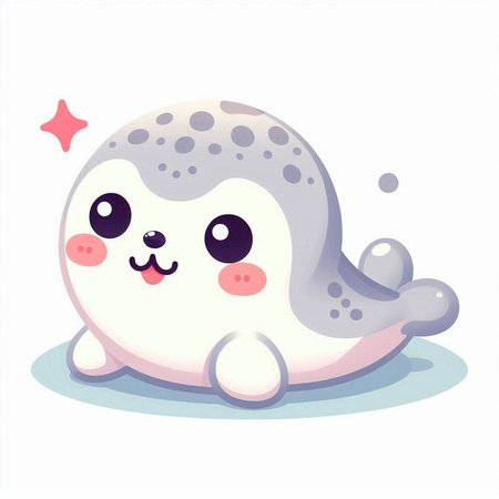 Cute cartoon seal. Vector illustration isolated on a white background.のイラスト素材