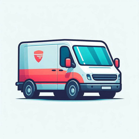 Vector illustration of a delivery van. Delivery service. Flat style.