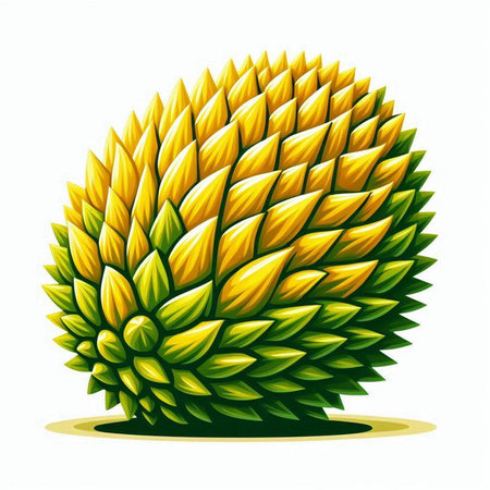 Fruit of durian on a white background. Vector illustration.