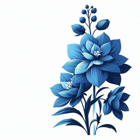 Blue flowers isolated on white background. Vector illustration for your design.のイラスト素材