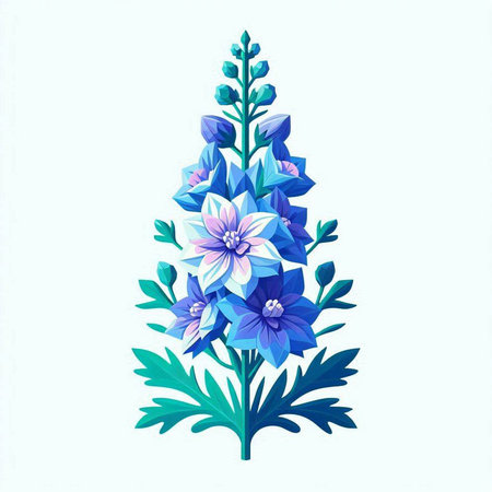 Blue flower isolated on white background. Floral design element. Vector illustration.