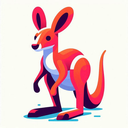 Kangaroo in a flat style. Vector illustration on white background.