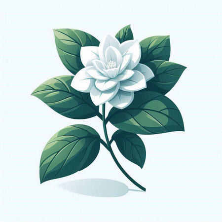 Beautiful jasmine flower isolated on white background. Vector illustration.のイラスト素材