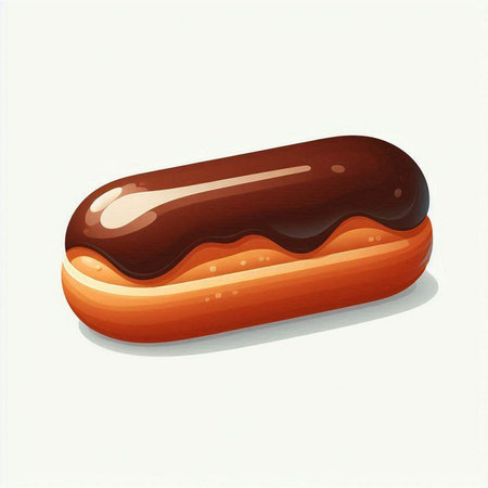Illustration of a chocolate glazed donut on a white background
