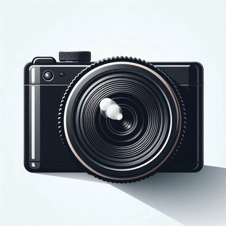 Digital camera isolated on white background. 3D rendering. Computer digital drawing.