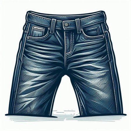 Vector illustration of a pair of men's jeans in sketch style.のイラスト素材