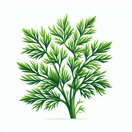 Fresh green dill isolated on a white background. Vector illustration.のイラスト素材