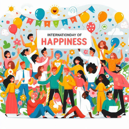 Happy People Celebrating International Womens Day Flat Vector Illustrationのイラスト素材