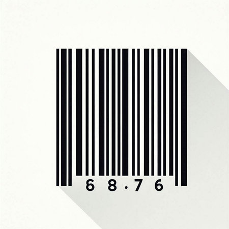 Barcode with long shadow on white background. Vector illustration.