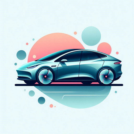 Modern car on colorful background. Vector illustration. Eps 10. Side view.のイラスト素材