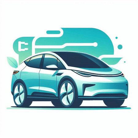 Modern electric car, vector illustration on a white background. Eps 10