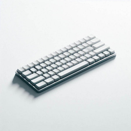 Computer keyboard on white background, 3d render. Computer keyboard.