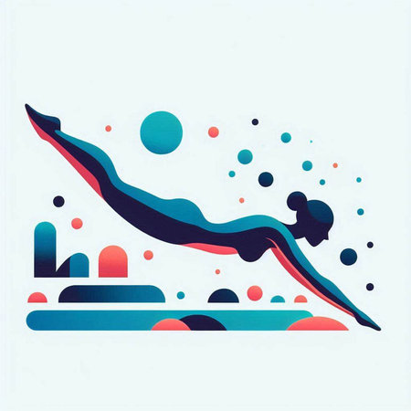 Swimming pool. Vector illustration in flat style. Abstract background.のイラスト素材