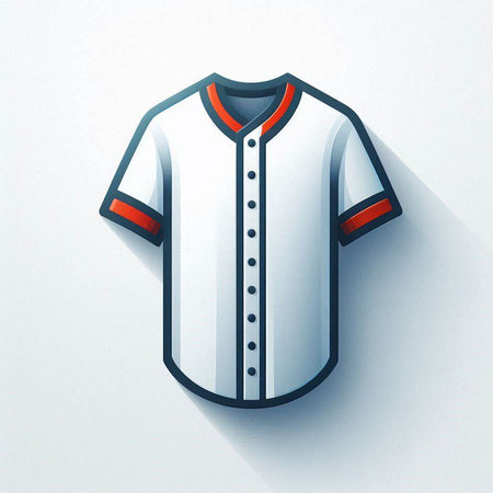 Paper cut Baseball shirt icon isolated on white background. Paper art style. Vector Illustrationのイラスト素材