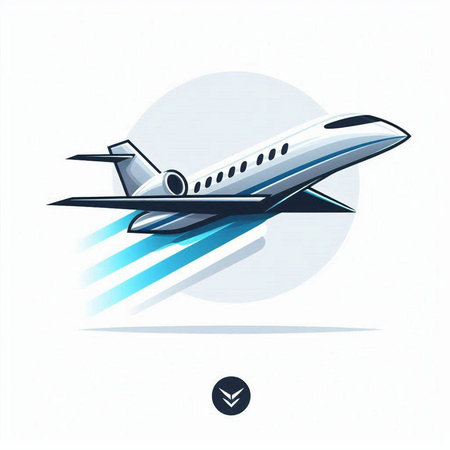 Airplane flying in the blue sky. Vector illustration for your design