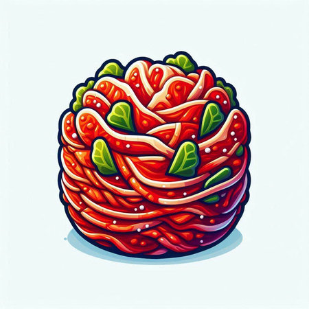 Illustration of a red strawberry with green leaves on a white backgroundのイラスト素材