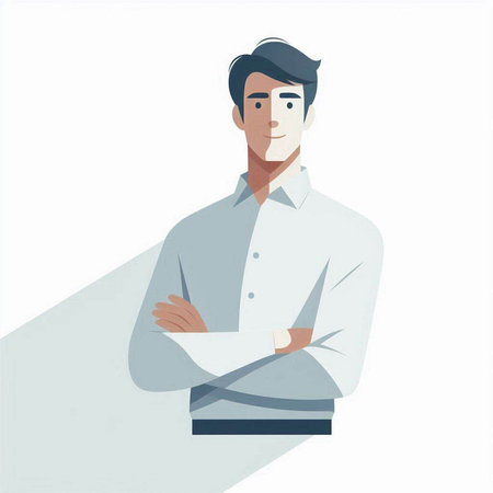 Portrait of a smiling man in a white shirt. Vector illustration.のイラスト素材