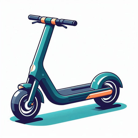 Electric scooter on a white background. Hand drawn vector illustration.