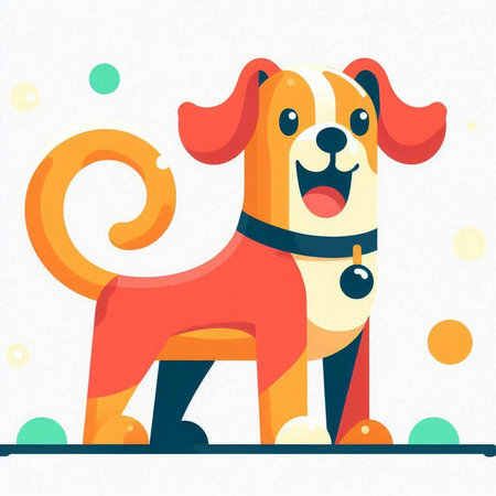 Cute cartoon dog. Vector illustration in flat style. Colorful design.のイラスト素材