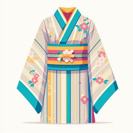 Japanese kimono isolated on a white background. Vector illustration.のイラスト素材