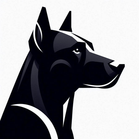 Black dog isolated on white background. Vector illustration. Eps 10.のイラスト素材