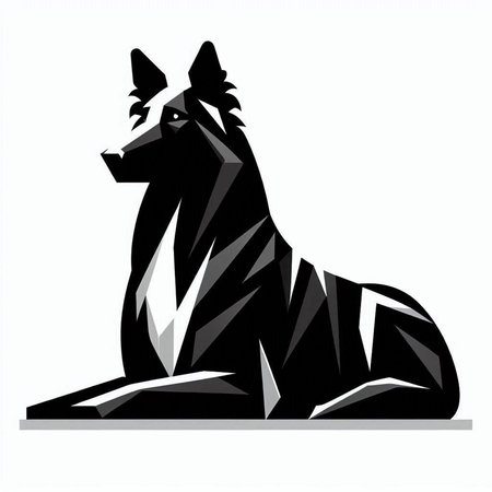 Black dog on a white background, vector illustration, eps 10のイラスト素材