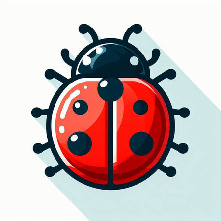 Ladybug icon. Vector illustration in flat style with long shadow.のイラスト素材