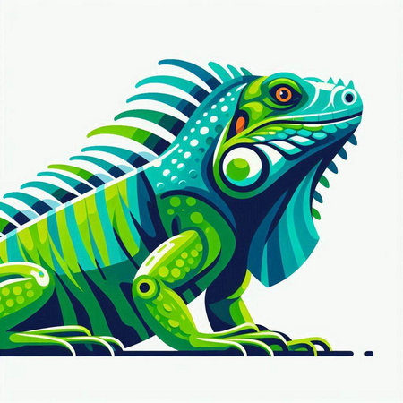Green iguana on a white background. Vector illustration for your designのイラスト素材