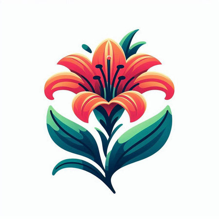 Lily flower icon isolated on white background. Vector Illustration.のイラスト素材