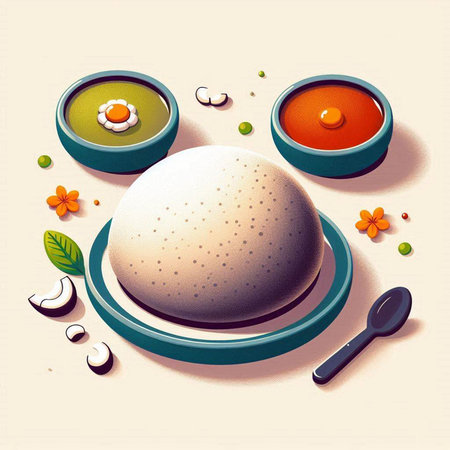Illustration of a japanese dumpling on a plate