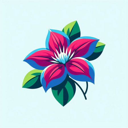 Beautiful flower on blue background. Vector illustration for your design.のイラスト素材