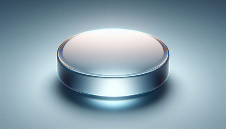 3d rendering of a round podium on a gray background with shadow