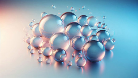 Bubbles on blue background. 3D illustration. 3D rendering.