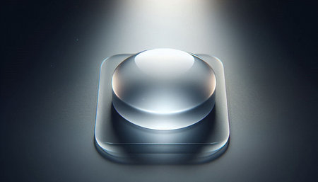 3d rendering of a glass light box on a black background.