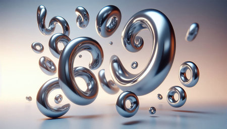 3d rendering of a group of metallic balls in the shape of a number 60