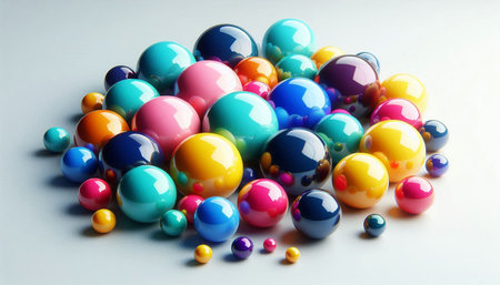 3d rendering of a group of colorful balls on a white background