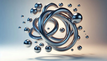 3D rendering of abstract background. Metallic spheres in empty space.