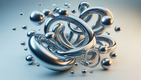 3d illustration of abstract metallic background, 3d render of chrome spheres