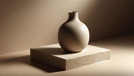 Ceramic vase on a beige background. 3d rendering